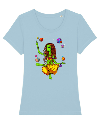 Space Alien Hippie Yoga Zen Meditation Psychedelic Sky Blue