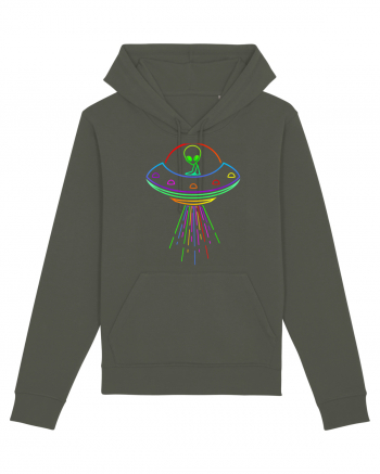 Space Alien UFO Neon Lights Rave Khaki