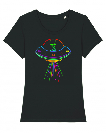 Space Alien UFO Neon Lights Rave Black