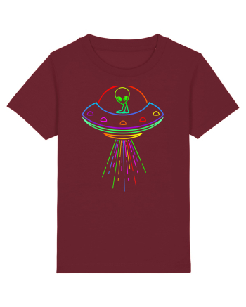 Space Alien UFO Neon Lights Rave Burgundy