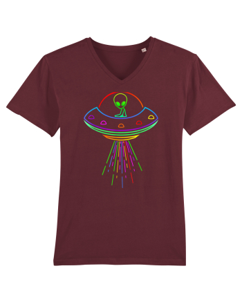 Space Alien UFO Neon Lights Rave Burgundy