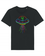 Space Alien UFO Neon Lights Rave Tricou mânecă scurtă Unisex Rocker