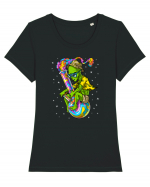 Space Alien Weed Bong Stoner Psychedelic Tricou mânecă scurtă guler larg fitted Damă Expresser