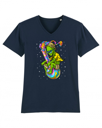 Space Alien Weed Bong Stoner Psychedelic French Navy