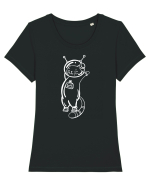 Space Cat Kitty Lovers Tricou mânecă scurtă guler larg fitted Damă Expresser