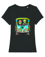 Space Shroom Hippie Alien Tricou mânecă scurtă guler larg fitted Damă Expresser