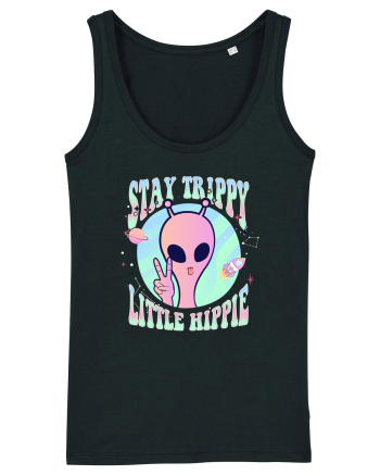 Stay Trippy Little Hippie Art Peace Sign Black