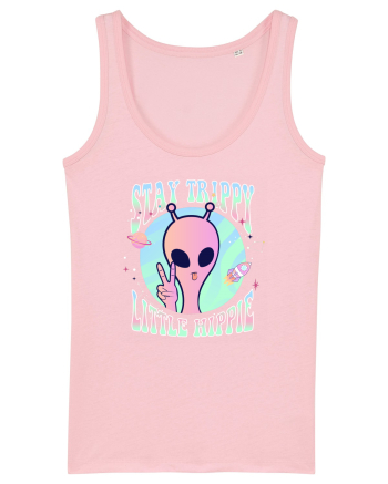 Stay Trippy Little Hippie Art Peace Sign Cotton Pink