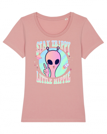 Stay Trippy Little Hippie Art Peace Sign Canyon Pink