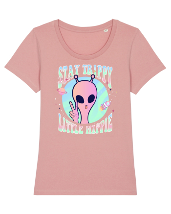 Stay Trippy Little Hippie Art Peace Sign Canyon Pink