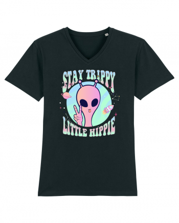 Stay Trippy Little Hippie Art Peace Sign Black