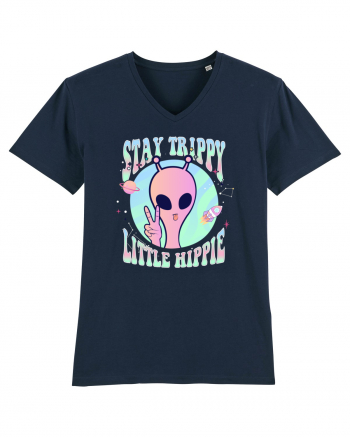 Stay Trippy Little Hippie Art Peace Sign French Navy