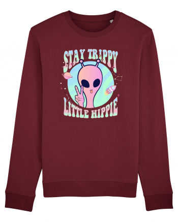 Stay Trippy Little Hippie Art Peace Sign Burgundy