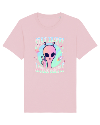 Stay Trippy Little Hippie Art Peace Sign Cotton Pink