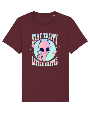 Stay Trippy Little Hippie Art Peace Sign Burgundy