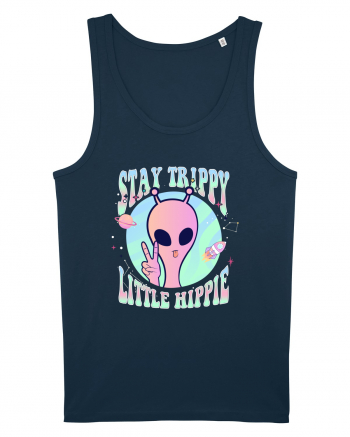 Stay Trippy Little Hippie Art Peace Sign Navy
