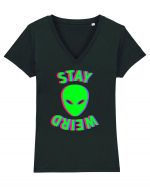 Stay Weird Glitch Tricou mânecă scurtă guler V Damă Evoker