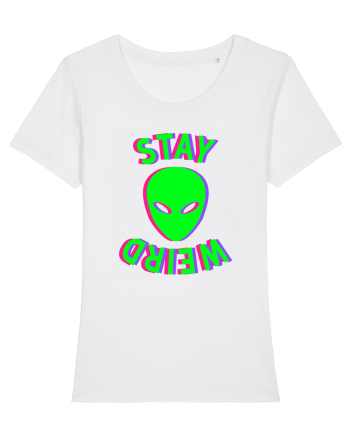 Stay Weird Glitch White