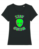 Stay Weird Glitch Tricou mânecă scurtă guler larg fitted Damă Expresser