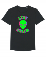 Stay Weird Glitch Tricou mânecă scurtă guler larg Bărbat Skater