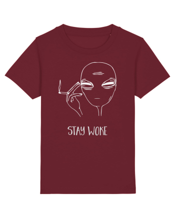 Stay Woke Cool Smoking Alien Burgundy