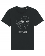 Stay Woke Cool Smoking Alien Tricou mânecă scurtă Unisex Rocker