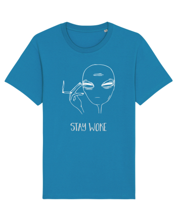Stay Woke Cool Smoking Alien Azur