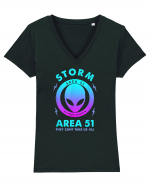 Storm Area 51 Funny Alien They Cant Take Us All Tricou mânecă scurtă guler V Damă Evoker