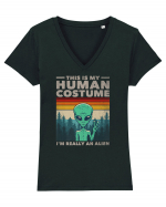 This Is My Human Costume I'm Really An Alien Tricou mânecă scurtă guler V Damă Evoker