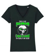 This Is My Human Costume I'm Really An Alien Tricou mânecă scurtă guler V Damă Evoker