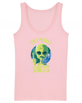 This Planet Sucks Green Alien Head Cotton Pink