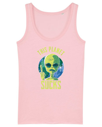 This Planet Sucks Green Alien Head Cotton Pink