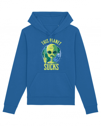 This Planet Sucks Green Alien Head Royal Blue