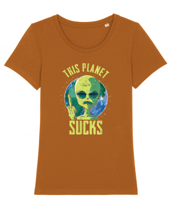 This Planet Sucks Green Alien Head Roasted Orange