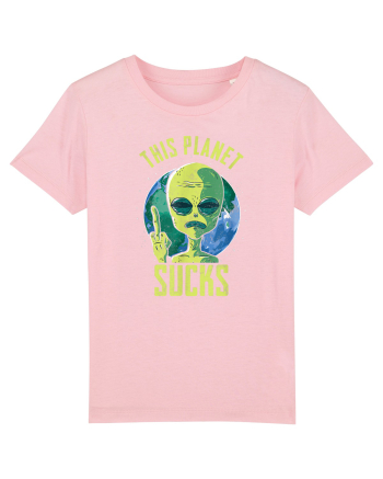 This Planet Sucks Green Alien Head Cotton Pink