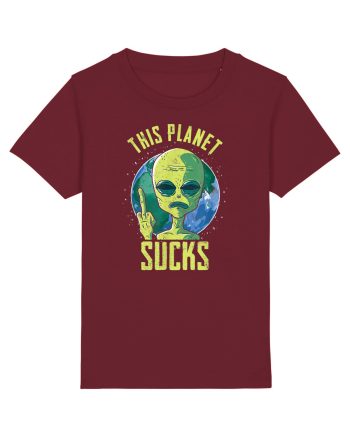 This Planet Sucks Green Alien Head Burgundy