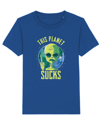 This Planet Sucks Green Alien Head Majorelle Blue