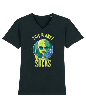 This Planet Sucks Green Alien Head Black