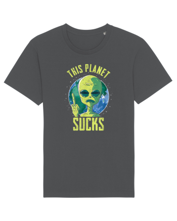 This Planet Sucks Green Alien Head Anthracite