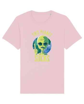 This Planet Sucks Green Alien Head Cotton Pink