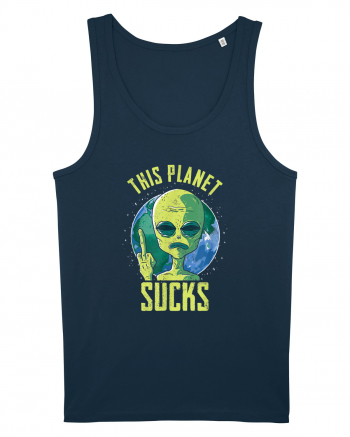 This Planet Sucks Green Alien Head Navy