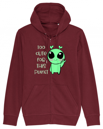 Too Cute For This Planet Kawaii Alien Art Burgundy