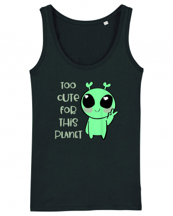 Too Cute For This Planet Kawaii Alien Art Black