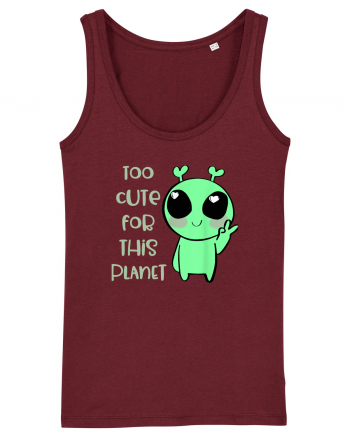 Too Cute For This Planet Kawaii Alien Art Burgundy