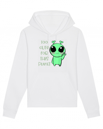 Too Cute For This Planet Kawaii Alien Art White