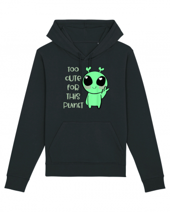 Too Cute For This Planet Kawaii Alien Art Black