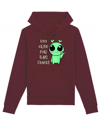 Too Cute For This Planet Kawaii Alien Art Burgundy