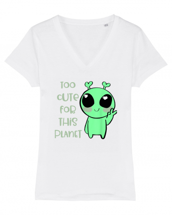 Too Cute For This Planet Kawaii Alien Art White