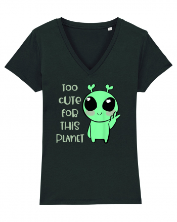 Too Cute For This Planet Kawaii Alien Art Black