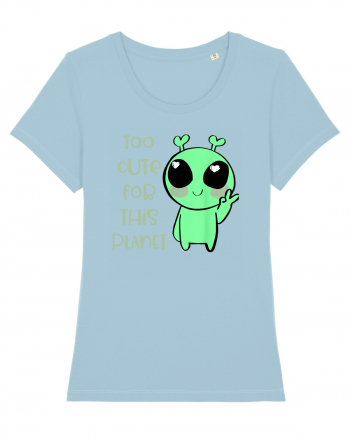 Too Cute For This Planet Kawaii Alien Art Sky Blue